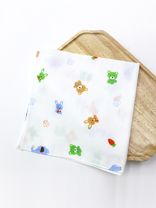 [국내생산/순면100%] 동물친구들 엠보 손수건 10장<BR> ABB49EHAF