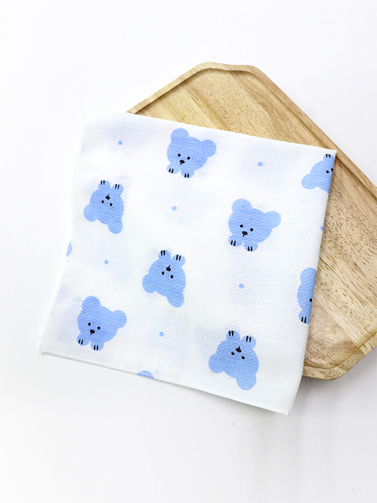 [국내생산/순면100%] 곰돌이 얼굴 엠보 손수건 10장<BR> ABB49EHBF