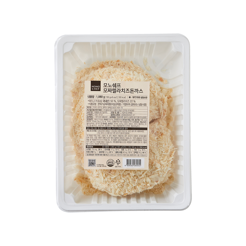[모노쉐프] 모짜렐라치즈돈까스 1,080g(180g*6ea)