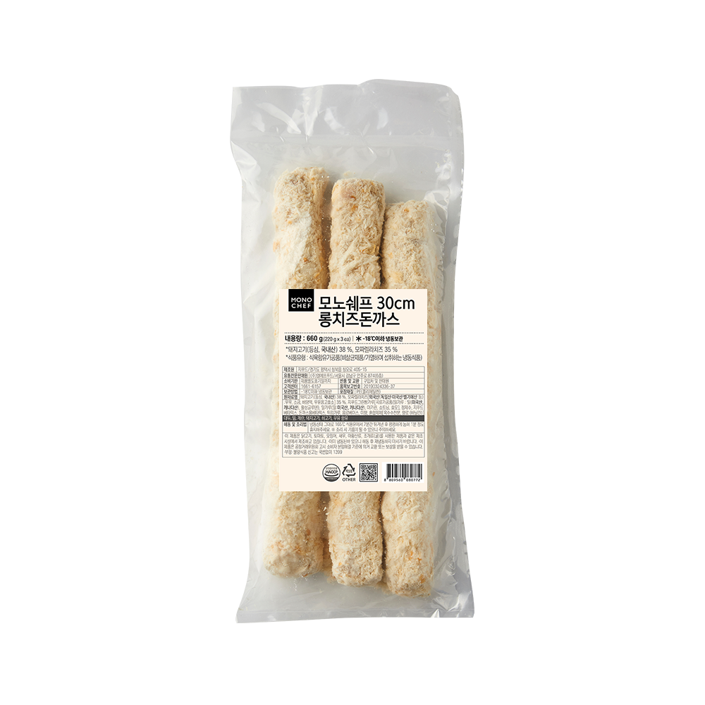 [모노쉐프] 30cm롱치즈돈까스 660g(220g*3ea)