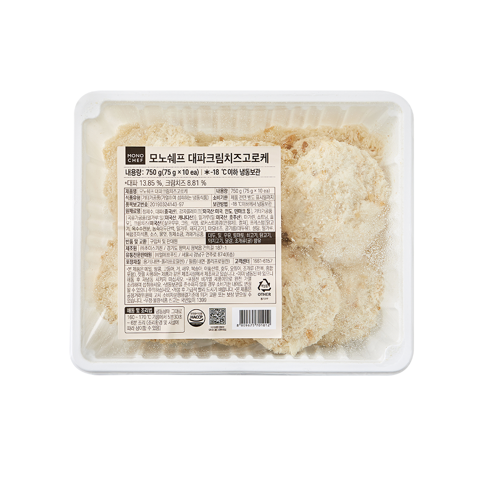 [모노쉐프] 대파크림치즈고로케 750g(75g*10ea)
