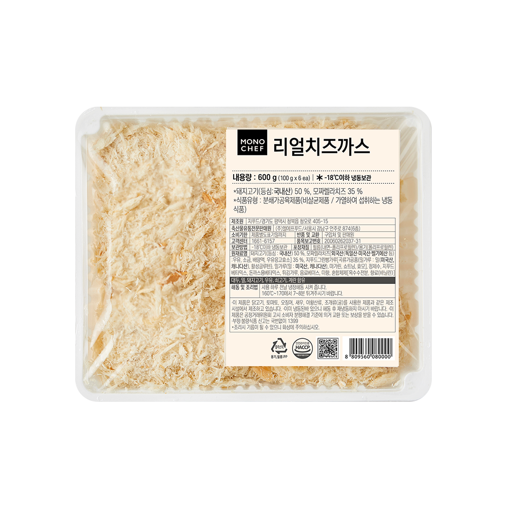 [모노쉐프] 리얼치즈까스 600g(100g*6ea)