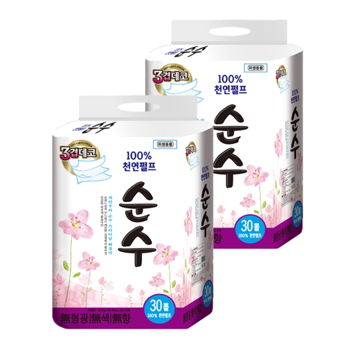 [회원특가] 100% 천연펄프 순수 25m 3겹30롤 화장지