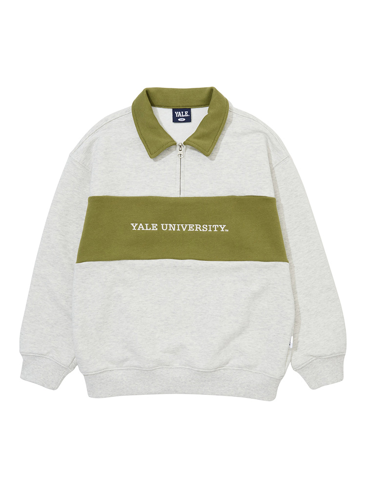 [YALE] 컬러 믹스 반집업 맨투맨 A6F013