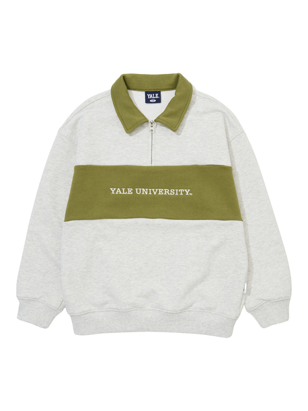 [YALE] 컬러 믹스 반집업 맨투맨 A6F013