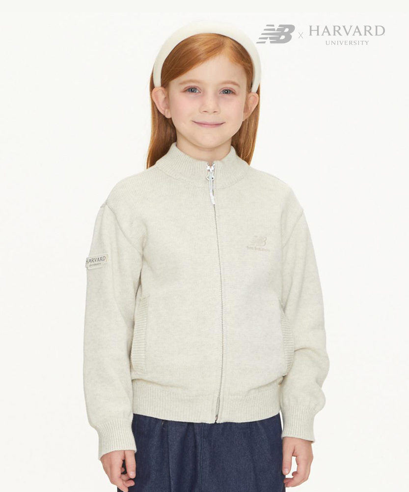 [HARVARD X NB KIDS] 스웨터 집업 OATMEAL MELANGE NK9DD1704U