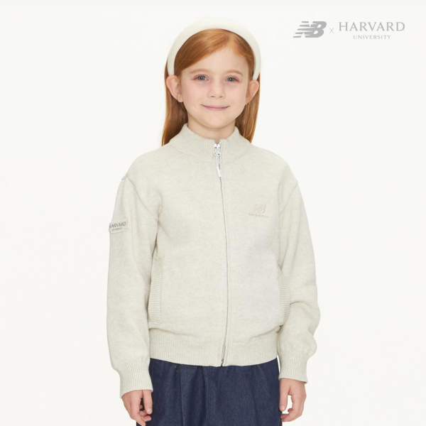 [HARVARD X NB KIDS] 스웨터 집업 OATMEAL MELANGE NK9DD1704U