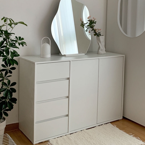 솔로리빙 토브 1200 LP 수납장 높은 거실장 다용도 주방 서랍장 화이트