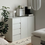 솔로리빙 토브 1200 LP 수납장 높은 거실장 다용도 주방 서랍장 화이트