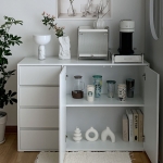 솔로리빙 토브 1200 LP 수납장 높은 거실장 다용도 주방 서랍장 화이트