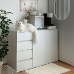 솔로리빙 토브 1200 LP 수납장 높은 거실장 다용도 주방 서랍장 화이트