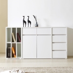 솔로리빙 토브 1200 LP 수납장 높은 거실장 다용도 주방 서랍장 화이트