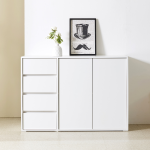 솔로리빙 토브 1200 LP 수납장 높은 거실장 다용도 주방 서랍장 화이트블랙