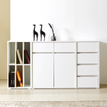 솔로리빙 토브 1200 LP 수납장 높은 거실장 다용도 주방 서랍장 화이트블랙