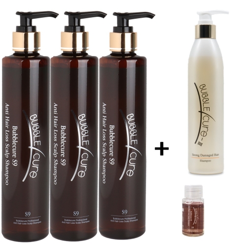 버블큐어 S9 탈모완화 두피관리 샴푸  300 ml  3개