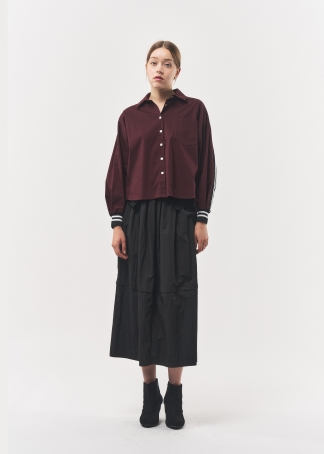 스트라이프 배색 오버핏 셔츠(I8W3BL71)