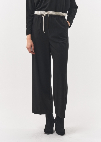 더블 웨이스트 배색 포인트 와이드 팬츠(I8W3PT70)