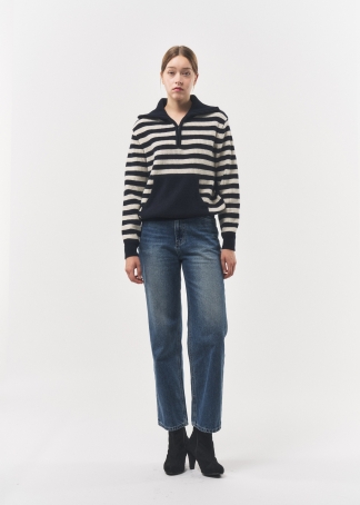 울 캐시 스트라이프 니트 탑 (I8W1KT02)