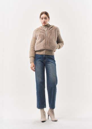 밍크 캐시미어 배색 패딩 점퍼(I8W3MJ70)