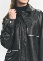 배색포인트 램스킨 레더자켓(I8W3LJ70)