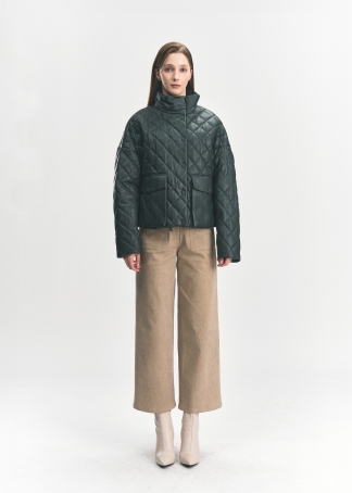 퀼팅 하이넥 램스킨 레더자켓(I8W3LJ72)