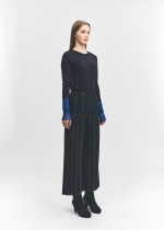 체크 더블버튼 와이드 밴딩 팬츠(I8W3PT76)