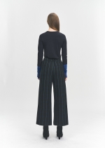 체크 더블버튼 와이드 밴딩 팬츠(I8W3PT76)