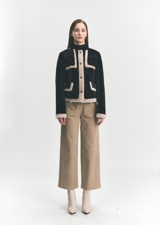 배색라인 포인트 램스 퍼자켓(I8W3UJ71)