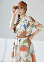 벨티드 린넨라이크 프린팅 원피스(I9M2OP06)