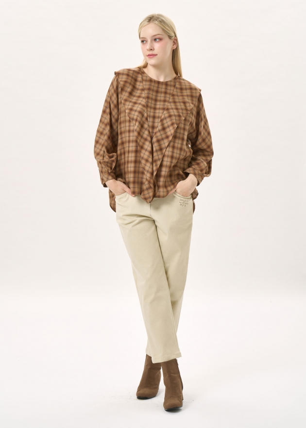 러플 체크 블라우스(I9W2BL03)