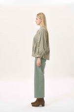 잔체크 기모 벌룬소매 블라우스(I9W2BL04)