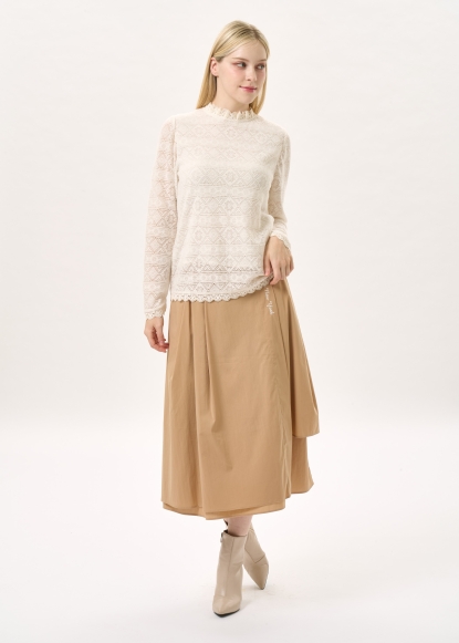 레이스 하이넥 패턴 블라우스(I9W4TH03)