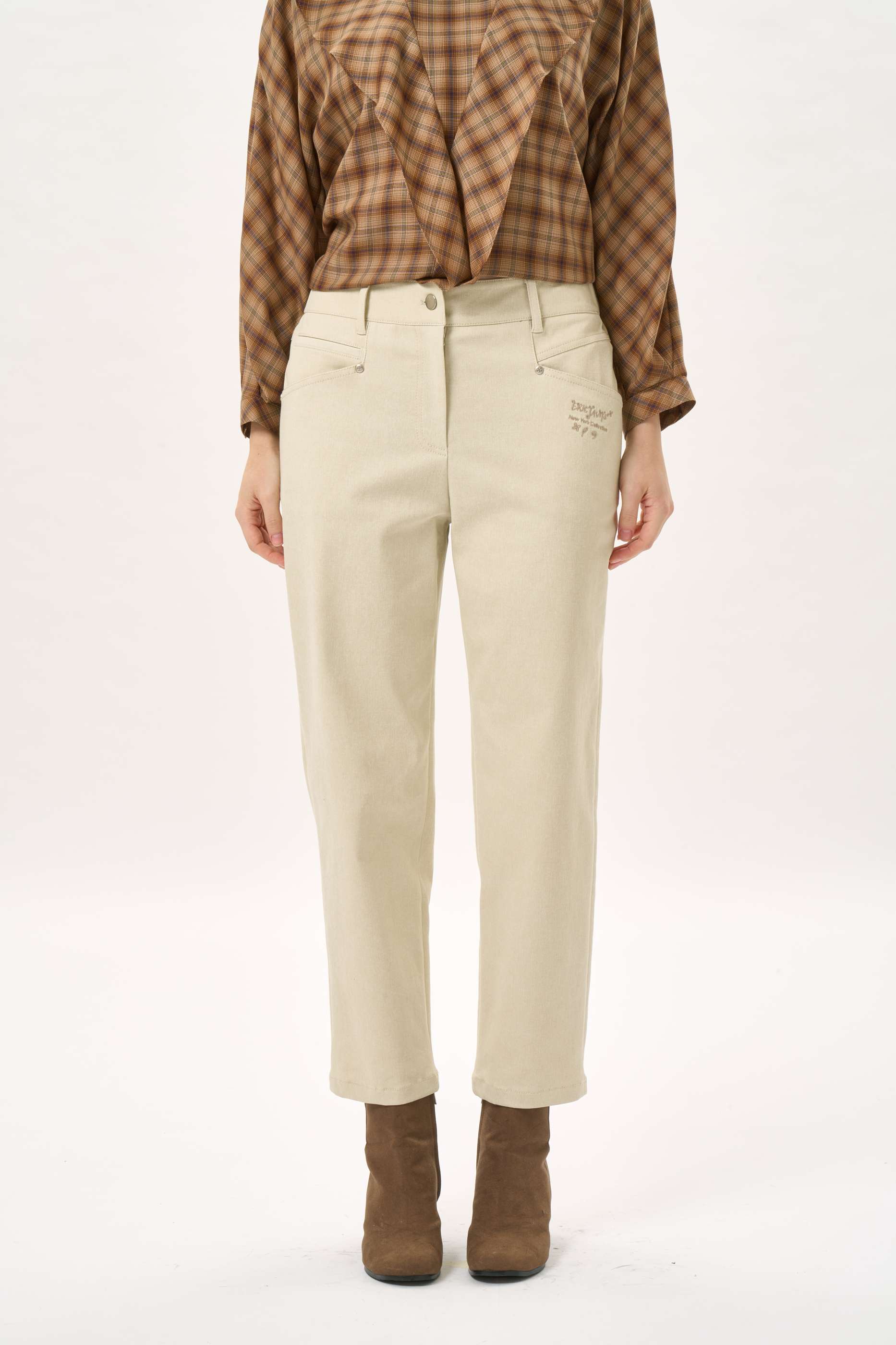 로고 자수 코튼 팬츠(I9W2PT01)