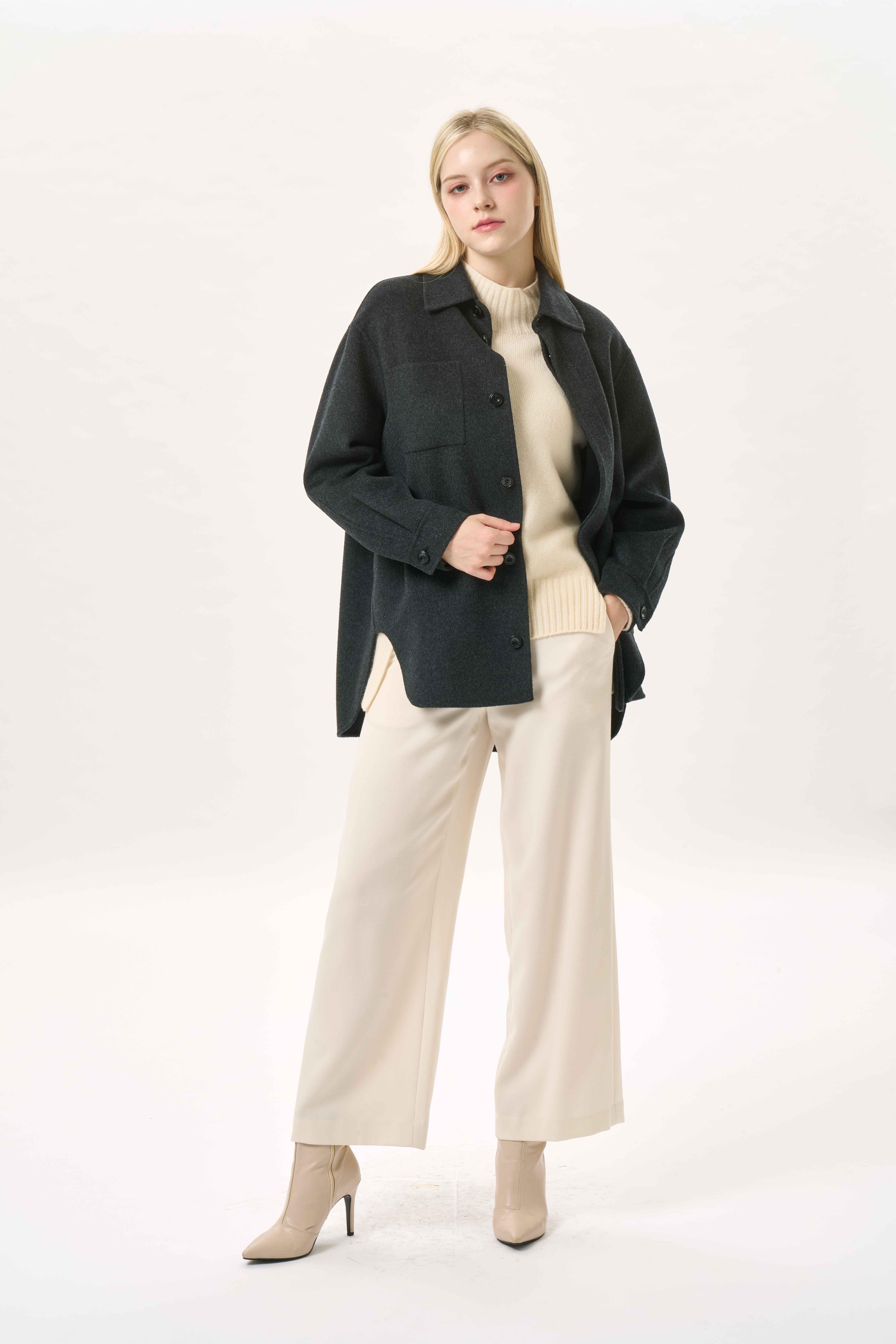 모던 셔츠핏 울블랜드 하프코트(I9W3HC71)