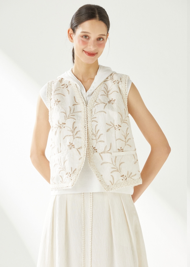 플로럴 자수 코튼 베스트 (IAM3VT76)