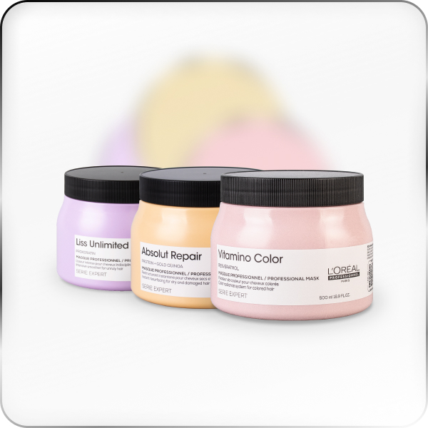 로레알 염색모 탈색모관리 헤어 마스크 500ml 프리미엄 3종 세트