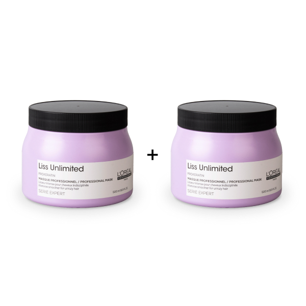 [1+1] 로레알 리스 언리미티드 스무딩 손상모 마스크 500ml