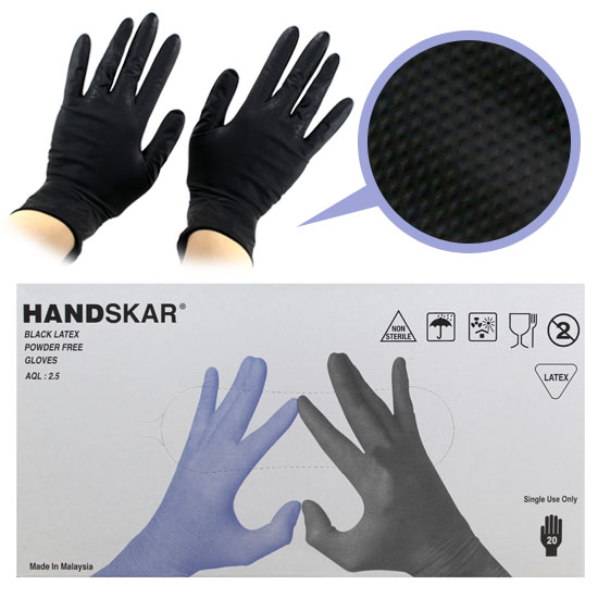 핸드스카 블랙라텍스 양면미용장갑1box 10켤레 20개입
