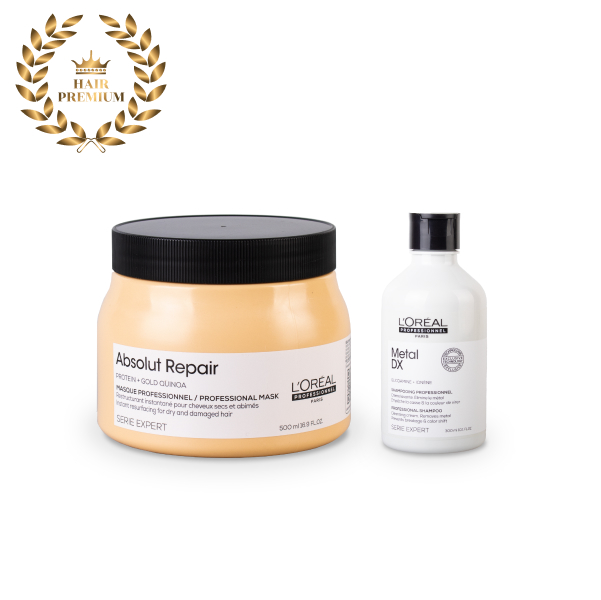 로레알 앱솔루트 마스크 500ml + 메탈디엑스 샴푸 300ml 미용실케어 세트