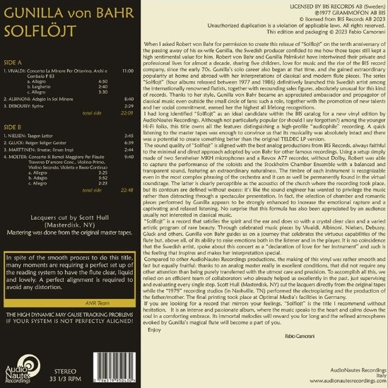 [Audio Nautes]오디오나우테스 Solfl&ouml;jt - Gunilla von Bahr (1LP)