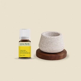 [신규출시 30%할인] 규조토팟 디퓨저 원형_월넛 + 레몬머틀 에센셜 오일 10ml