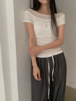 [116] 오프숄더 투톤 티셔츠