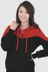 TS224 특양면(기모)배색지퍼후드