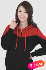 TS224 특양면(기모)배색지퍼후드