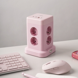 지클릭커 타워 8구 고용량 4000W USB 출력 멀티탭 NP708PD_핑크