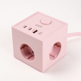 지클릭커 큐브 3구 고용량 4000W USB 출력 멀티탭 LP762CPD_핑크