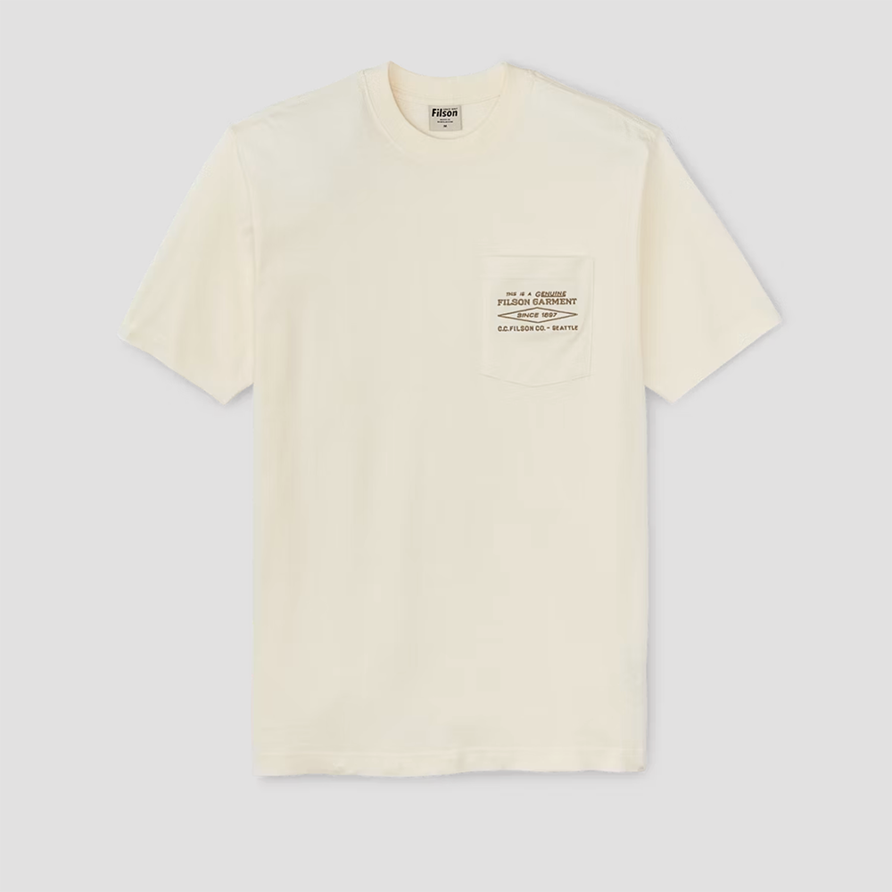 SHORT SLEEVE EMBROIDERED POCKET T-SHIRT (Off White Diamond)