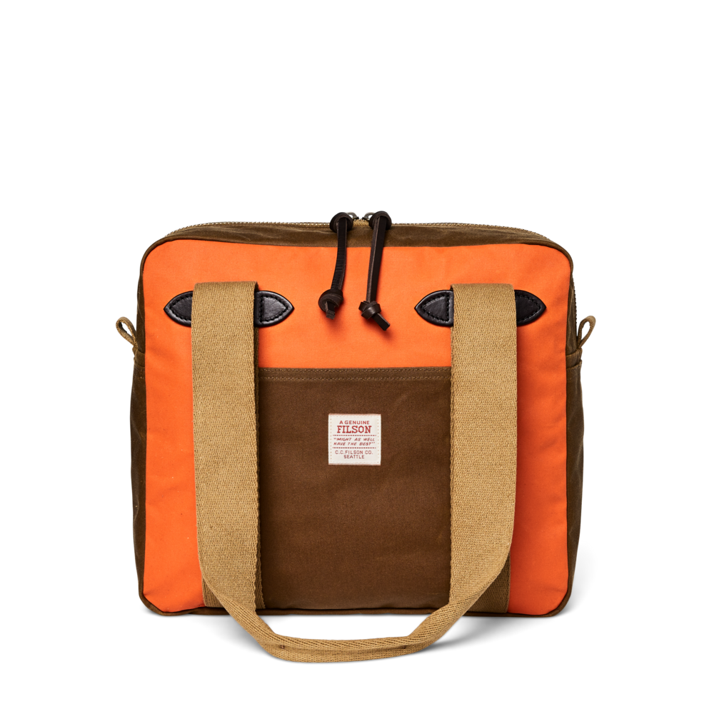 TIN CLOTH ZIPPER TOTE BAG (Dark Tan/Flame)