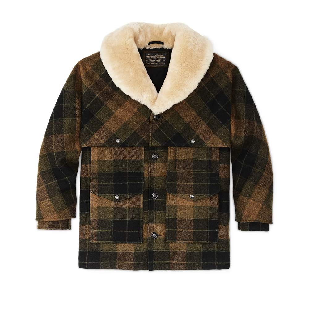 LINED MACKINAW WOOL PACKER COAT (Loden Heather Plaid)