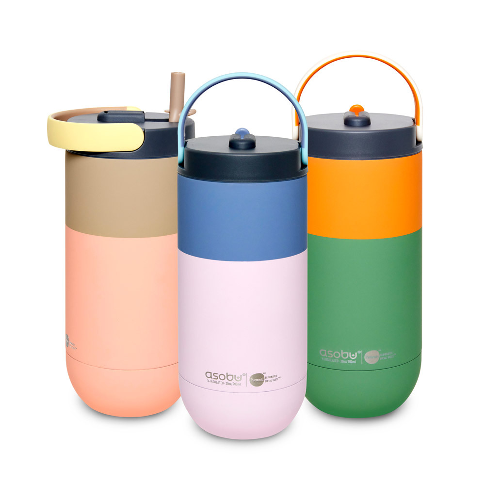 아소부:세라믹 스텐 진공 보온보냉 텀블러 오르빗 파스텔 900ml